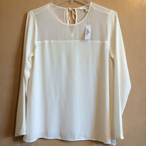 Charming Charlie Cream Chiffon Blouse Shirt Small